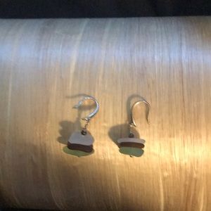 Recycled glass and sterling silver earrings.